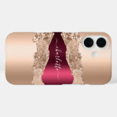 Gold agate marble naamscript Case-Mate iPhone case (Achterkant (horizontaal))