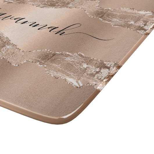 Gold agate marble naamscript snijplank (Hoek)