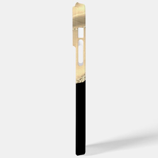 Gold Agate, naam & monogram, zwart & gouddoos Case-Mate iPhone Case (Achterkant / Links)