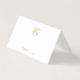 Gold Airplane Heart Travel Theme Place Card Visitekaartje