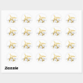 Gold Airplane Heart Travel Theme Save the Date Ronde Sticker (Vel)