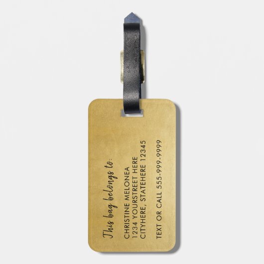 Gold Airplane Love Travel Monogram Luggable Bagagelabel (Achterkant verticaal)