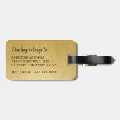 Gold Airplane Love Travel Monogram Luggable Bagagelabel (Achterkant horizontaal)