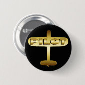GOLD AIRPLANE PILOT RONDE BUTTON 5,7 CM (Voorkant /achterkant)
