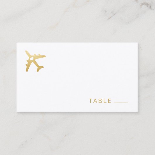 Gold Airplane Travel Theme Weddenschap BLACK PAPIE Plaatskaartje (Voorkant)