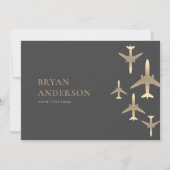 Gold Airplanes Aviation Invitation Kaart (Voorkant)