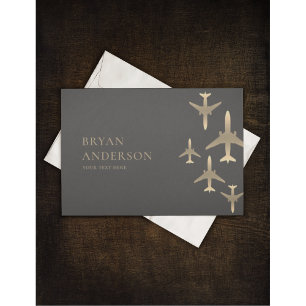 Gold Airplanes Aviation Invitation Kaart
