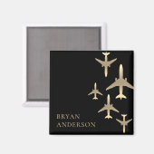 Gold Airplanes Aviation Magneet (Voorkant / Achterkant)