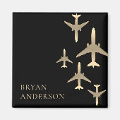 Gold Airplanes Aviation Magneet (Voorkant)
