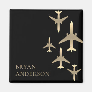 Gold Airplanes Aviation Magneet