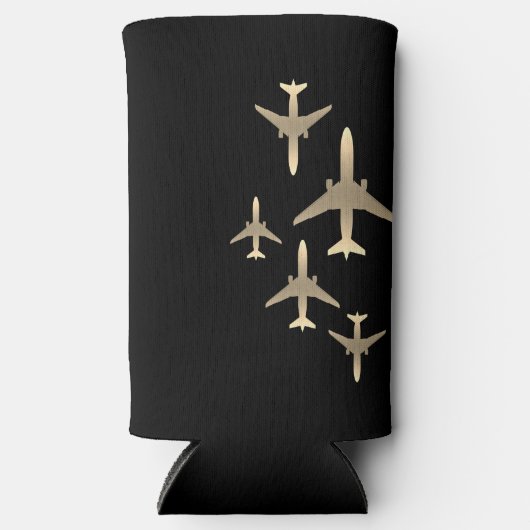Gold Airplanes Aviation Seltzer Koelbox Blikjeskoeler (Voorkant)