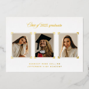 Gold Album Corners Photo Afstuderen aangekondigd Folie Uitnodiging
