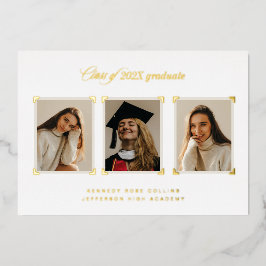Gold Album Corners Photo Afstuderen aangekondigd Folie Uitnodiging