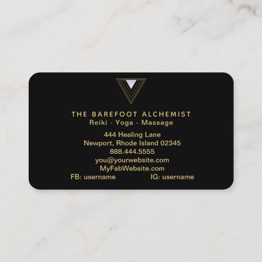 *~* Gold Alchemy Minimal Sacred Geometry Driehoek Visitekaartje (Achterkant)