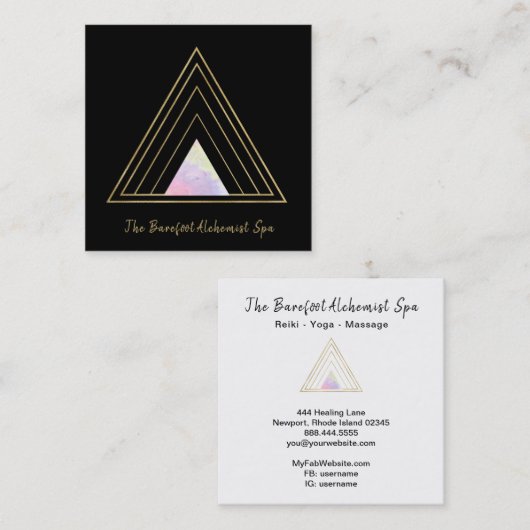 *~* Gold Alchemy Triangle Sacred Geometry Minimal Vierkante Visitekaartje (Voorkant / Achterkant)