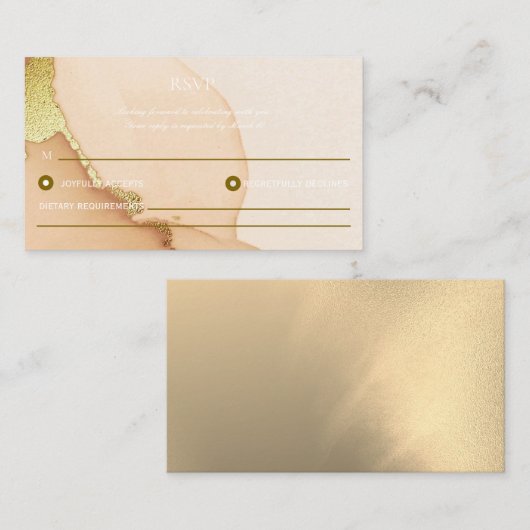Gold Alcohol Ink Chic Wedding RSVP Card Informatiekaartje (Voorkant / Achterkant)