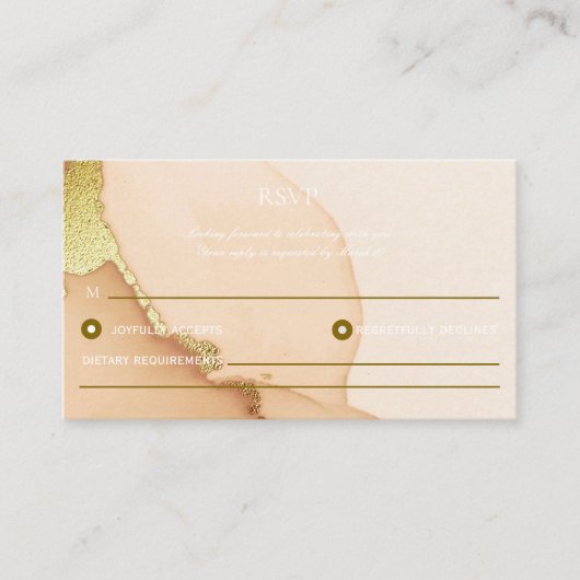 Gold Alcohol Ink Chic Wedding RSVP Card Informatiekaartje (Voorkant)