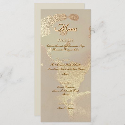 Gold Alcohol Ink Elegant Flat Menu (Voorkant / Achterkant)