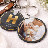 Gold Alfabet Letter Button sleutelhanger