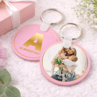 Gold Alfabet Letter Button sleutelhanger