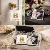 Gold Alfabet Letter Button sleutelhanger