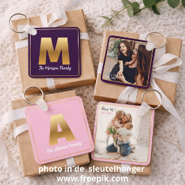Gold Alfabet Letter Button sleutelhanger