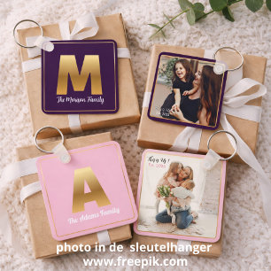 Gold Alfabet Letter Button sleutelhanger
