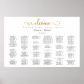 Gold Alfabetical Welcome Wedding Seating Chart Poster (Voorkant)