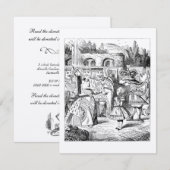 GOLD Alice in Wonderland Tea Party Birthday Kaart (Voorkant / Achterkant)