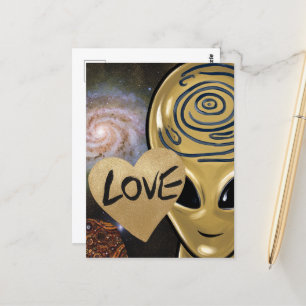 Gold Alien Love Briefkaart