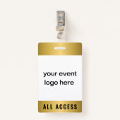 Gold All Access Event Pass-badge Badge (Voorkant met clip)