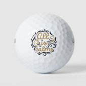 Gold All is Calm Typography Kerstfeestdag Golfballen (Voorkant)