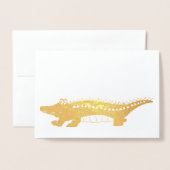 Gold Alligator Later Gator Crocodile Reptile Folie Kaarten (Voorkant met envelop)