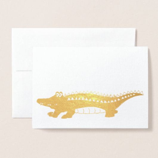 Gold Alligator Later Gator Crocodile Reptile Folie Kaarten (Voorkant met envelop)