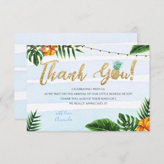 Gold Aloha Baby shower - Hartelijk dank Kaart (Voorkant / Achterkant)