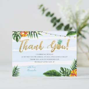 Gold Aloha Baby shower - Hartelijk dank Kaart