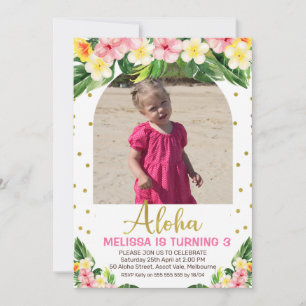 Gold Aloha Floral Foliage Arning Foto Birthday Kaart