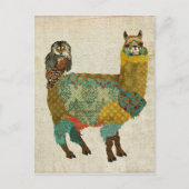 Gold Alpaca & Blauwgroen Owl Briefkaart (Voorkant)