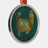 Gold Alpaca Blauwgroen Owl Ornament (Rechts)