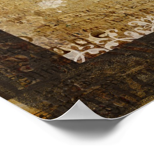 Gold Alpaca en Blauwgroen Owl Art Poster (Hoek)