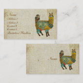 Gold Alpaca en Blauwgroen Visitekaartje/Labels voo Visitekaartje (Voorkant / Achterkant)