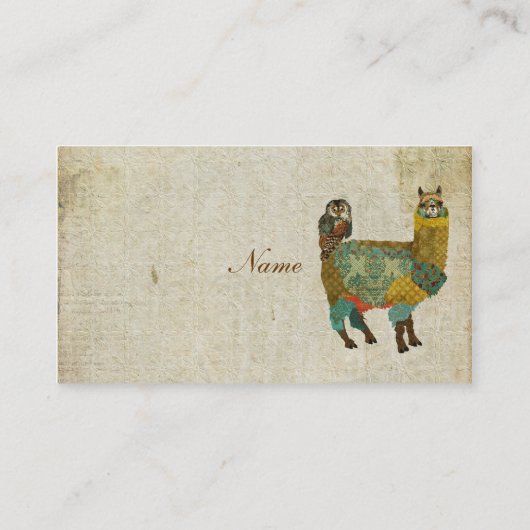 Gold Alpaca en Blauwgroen Visitekaartje/Labels voo Visitekaartje (Achterkant)