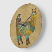 Gold Alpaca en Blauwgroen wandklok met open wand (Hoek)