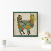 Gold Alpaca en Blauwgroen wandklok met open wand (Huis)