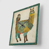 Gold Alpaca en Blauwgroen wandklok met open wand (Hoek)