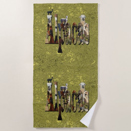 Gold Alpacas Design, Beach Towel Strandlaken (Voorkant)