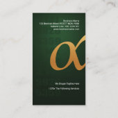 Gold Alpha-Symbool Green Emerald Tutoring Visitekaartje (Achterkant)