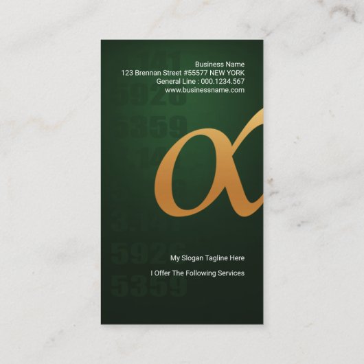 Gold Alpha-Symbool Green Emerald Tutoring Visitekaartje (Achterkant)