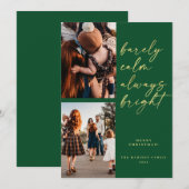 Gold Altijd heldere foto met kerstgroen Feestdagenkaart (Voorkant / Achterkant)