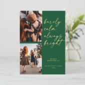 Gold Altijd heldere foto met kerstgroen Feestdagenkaart (Staand voorkant)